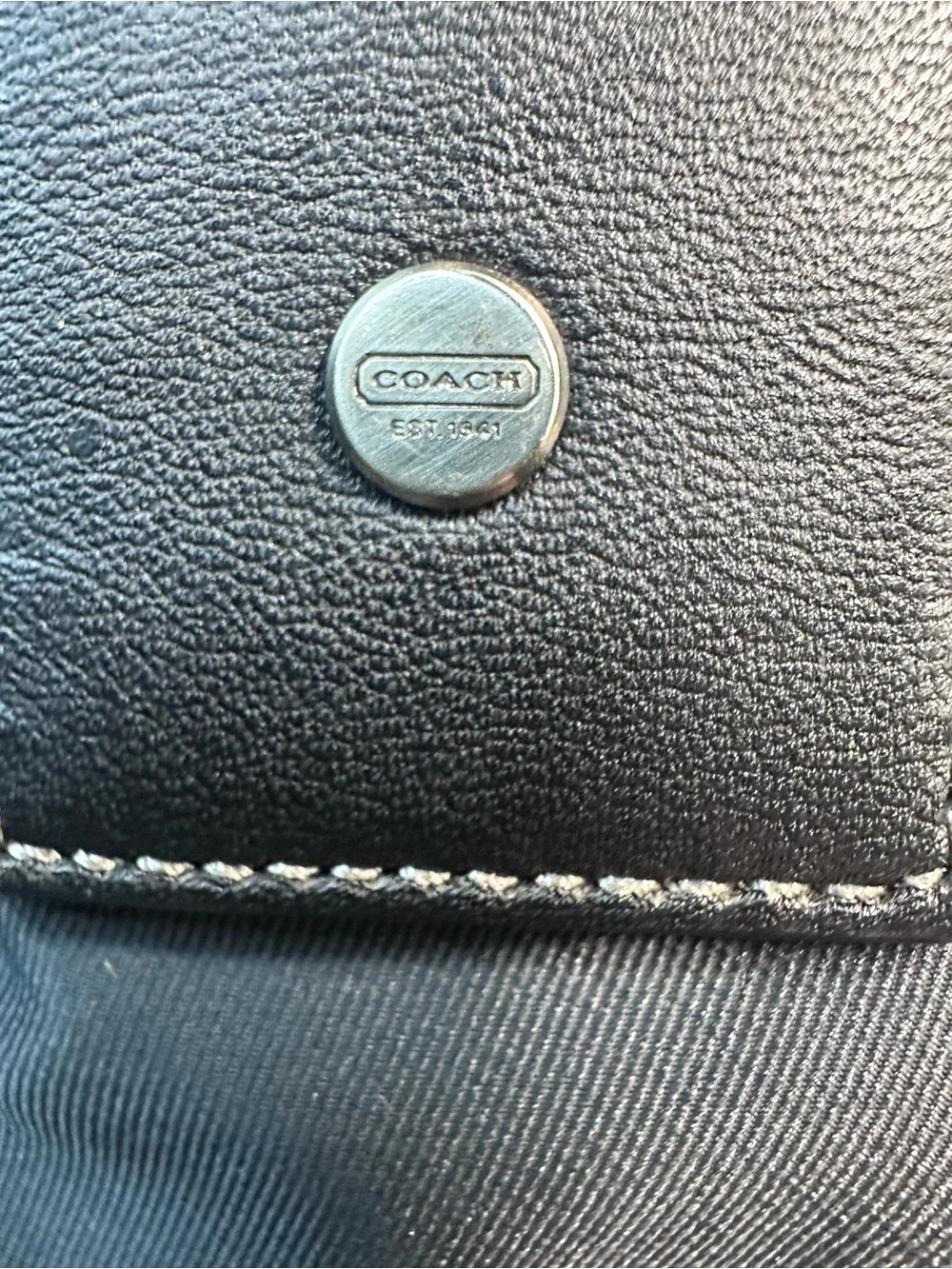 Coach Varick F70681 Black Nylon Leather Laptop Briefcase Messenger Bag Strap